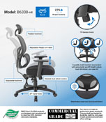 Boss Multi-Function Mesh Task Chair w/Headrest, B6338-HR